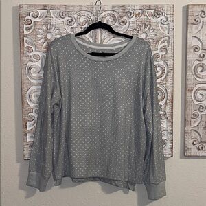 Ralph Lauren Light Gray Polka Dot Long-Sleeve Top